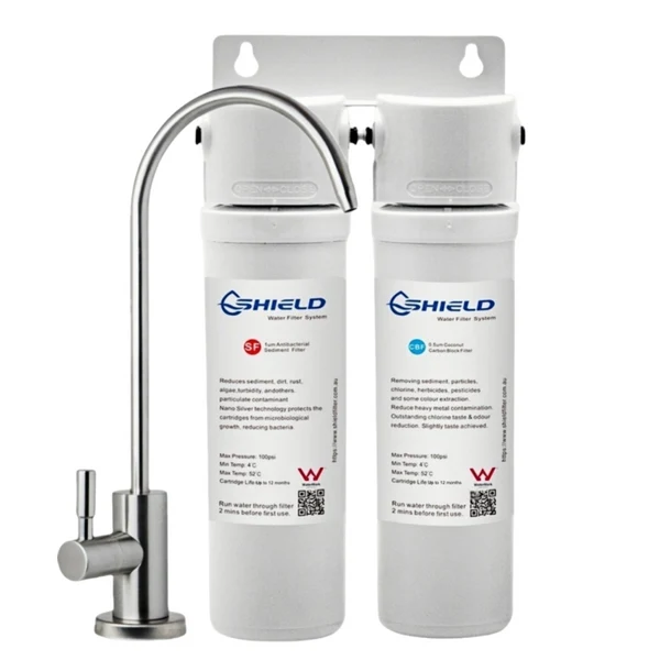 Undersink Twin Water Filter System | WaterMark Certified Australian Standard | 2-Stage Quick Change